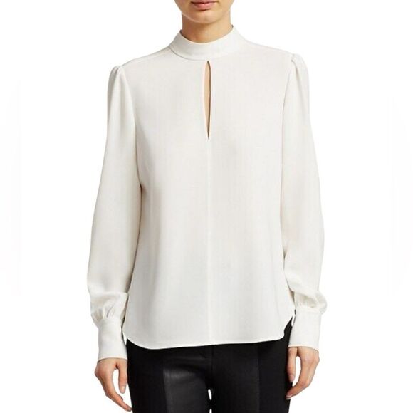 A.L.C Red Silk Keyhole Button Down - Picture 2 of 11